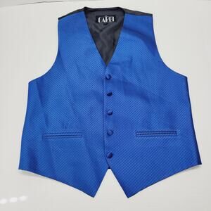 Men's Satin Blue Diamond Pattern Tuxedo Vest Cardi Collection Prom Size Small